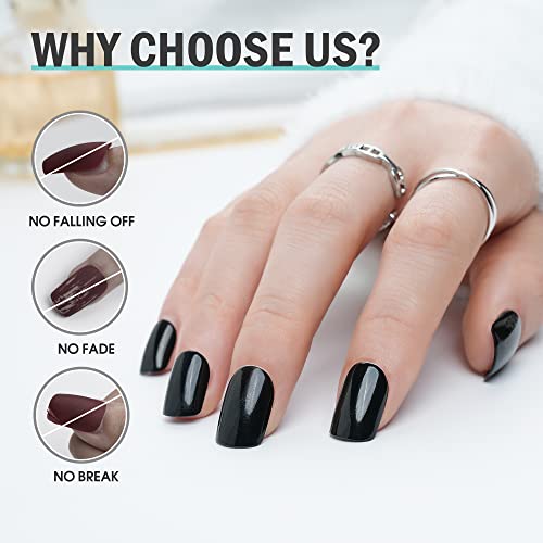 24-Piece Short Black Squoval Acrylic Nails for Elegant & Stylish Manicures - Image 2