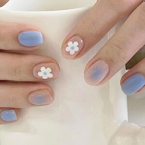 Short Blue Acrylic Nails