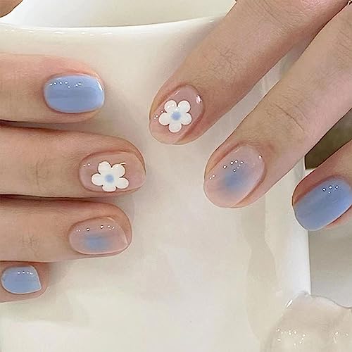 Short Blue Acrylic Nails