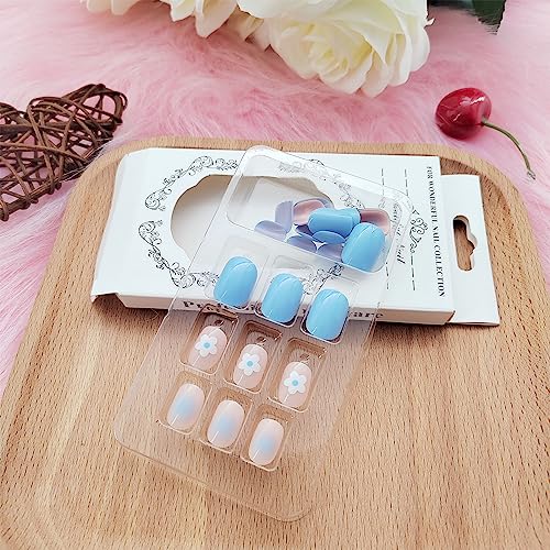 Short Blue Acrylic Nails - Image 2