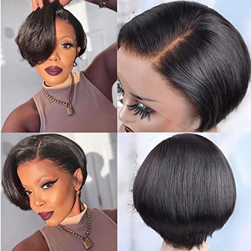 Natural Look Short Bob Human Hair Wig for Women, Comfortable 14 Inch Fit - Image 3