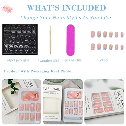 Short Flower Acrylic Nails - Image 7