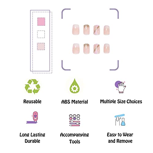 Short Ombre Coffin Acrylic Nails 24 Pcs Set for Stylish Trendy Nail Art - Image 3
