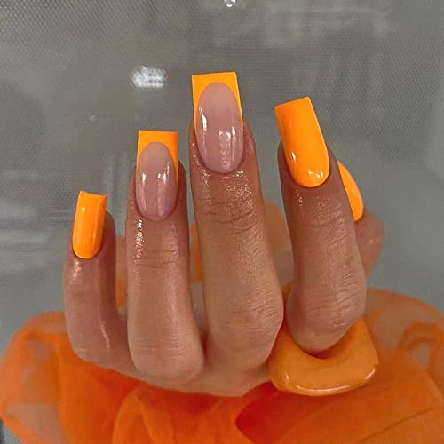 Short Orange Square Acrylic Nail Tips for Stylish Everyday Manicure, Pack of 500 - Image 7