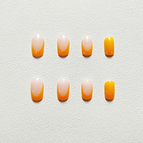 Short Orange Square Acrylic Nail Tips for Stylish Everyday Manicure, Pack of 500 - Image 4