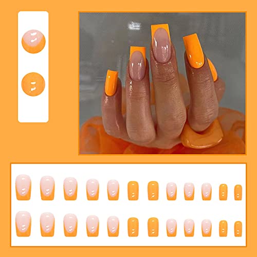Short Orange Square Acrylic Nail Tips for Stylish Everyday Manicure, Pack of 500 - Image 6