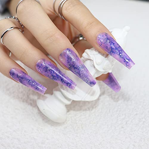 Short Purple Acrylic Nails. - Image 4