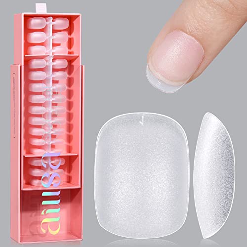 24-Piece Short Round Acrylic Nails Set - Clear, Durable & Easy Application