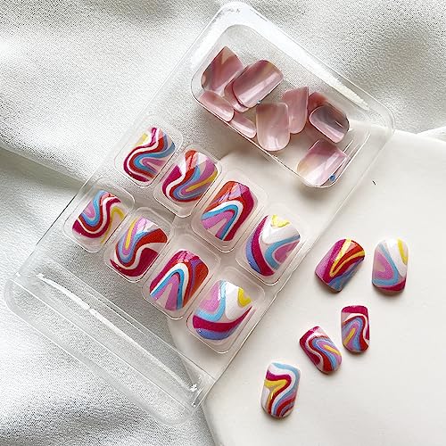 Short Square Round Acrylic Nails for Easy Application Stylish Look 100 Count - Image 5