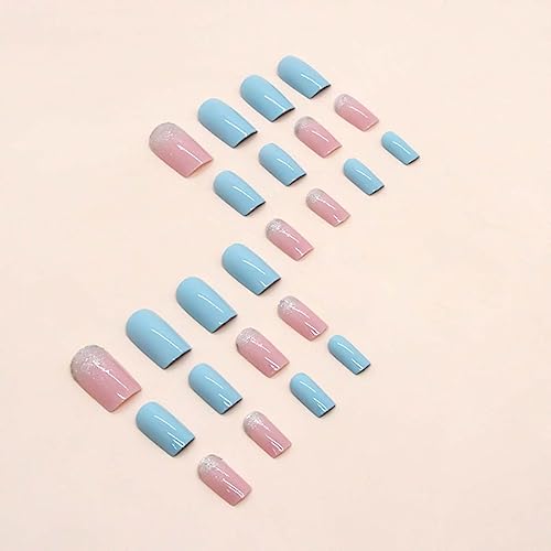 Sparkly Blue Acrylic Nail Art Design Kit for Chic Manicures - 24 Piece Set - Image 5