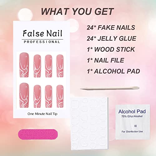 Square Acrylic Nail Designs for Stylish Nail Art, 24 Pieces - Image 6