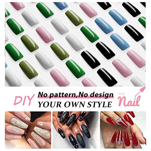Square Blue Acrylic Nail Design for Stylish and Trendy Nail Art, 24 Pieces - Image 4