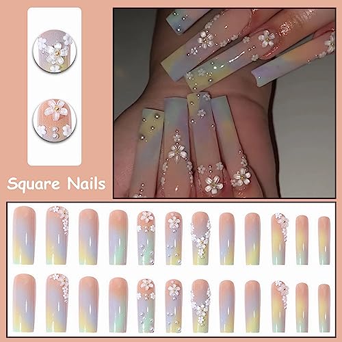 Square Tapered Stick-On Nails for Easy Application and Stylish Nail Art Design - Pack of 24 - Image 4