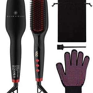 Straightening brush with built-in blow dryer.