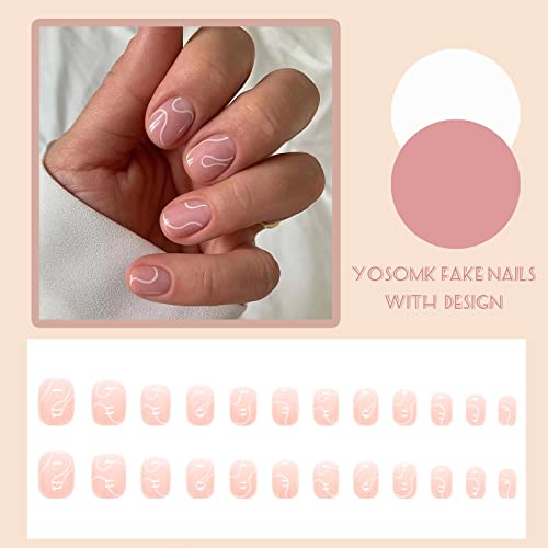 Chic Abstract Line Art Fashion Nails Set - Durable Acrylic 24 Count - Image 3