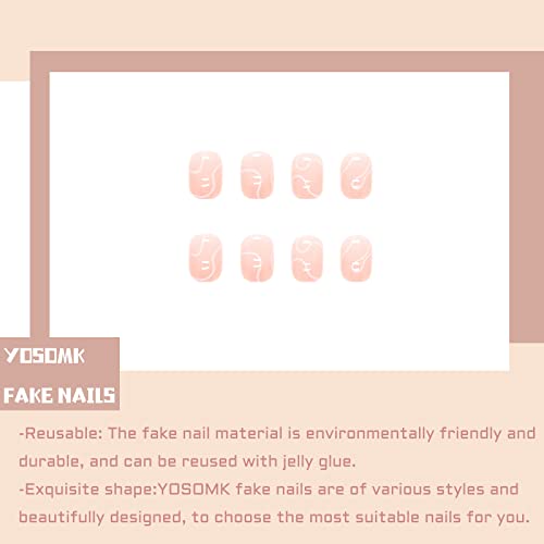 Chic Abstract Line Art Fashion Nails Set - Durable Acrylic 24 Count - Image 6