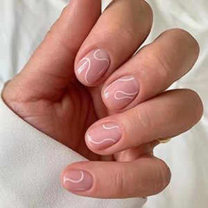Chic Abstract Line Art Fashion Nails Set - Durable Acrylic 24 Count