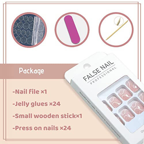 Chic Abstract Line Art Fashion Nails Set - Durable Acrylic 24 Count - Image 4