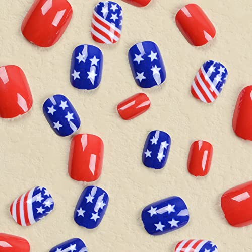 Chic Blue and Red Acrylic Nail Art Designs 100-Piece Set - Image 2