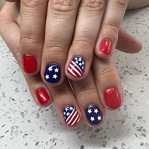 Chic Blue and Red Acrylic Nail Art Designs 100-Piece Set
