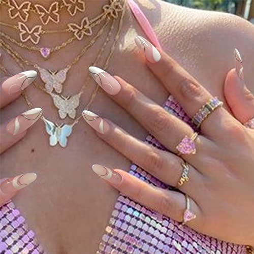 Chic, Simple Acrylic Nail Designs for Daily Wear - 24 Count Set - Image 2