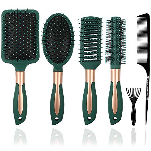 Detangling Hair Brush Set with Ergonomic Handle and Soft Bristles for All Hair Types