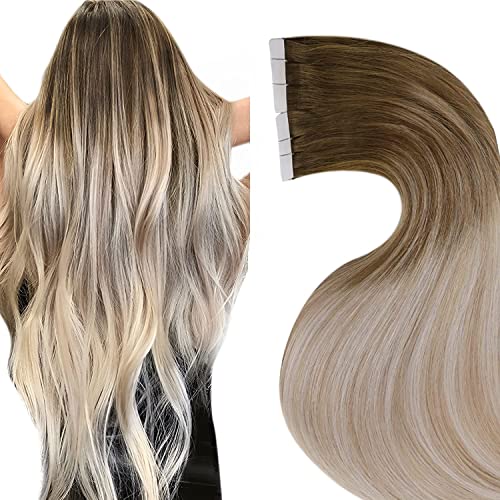 Natural Blend 20-Inch Tape-In Human Hair Extensions for Effortless Styling