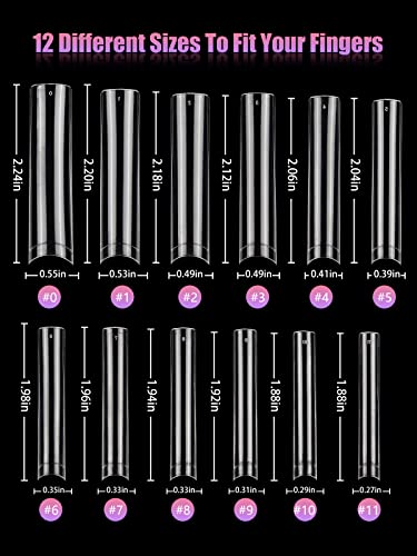 Clear Tapered Square Acrylic Nail Tips for Professional Nail Art, 500 Piece Set - Image 6