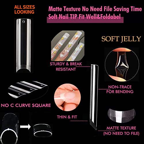 Tapered Square Acrylic Nails with French Tips - Image 4