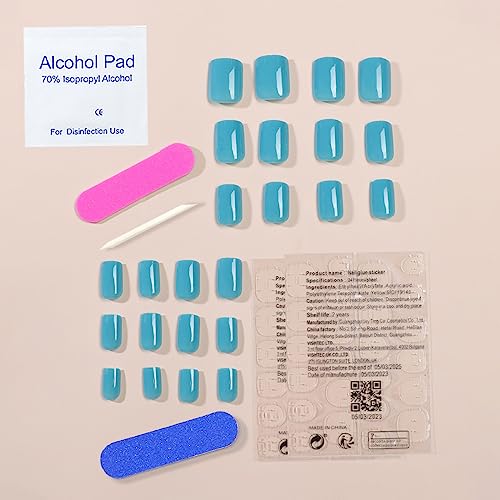 Short Teal Acrylic Nails with Chic Everyday Designs - Image 7