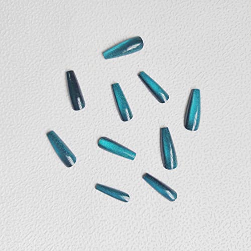 Teal Blue Acrylic Nails Set - Stylish, Durable Press-On Manicure - Easy Application - Image 3