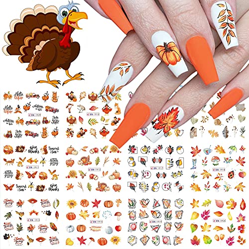 Festive Thanksgiving Gel Nail Polish Set with Creative Holiday Designs