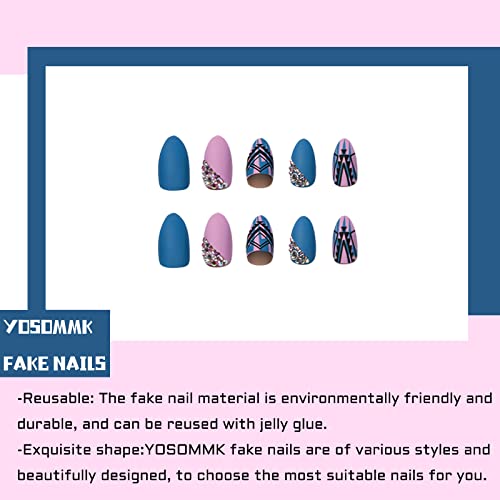 Vibrant Blue and Pink Acrylic Nail Set, 24 Piece Medium Size Manicure Kit - Image 6