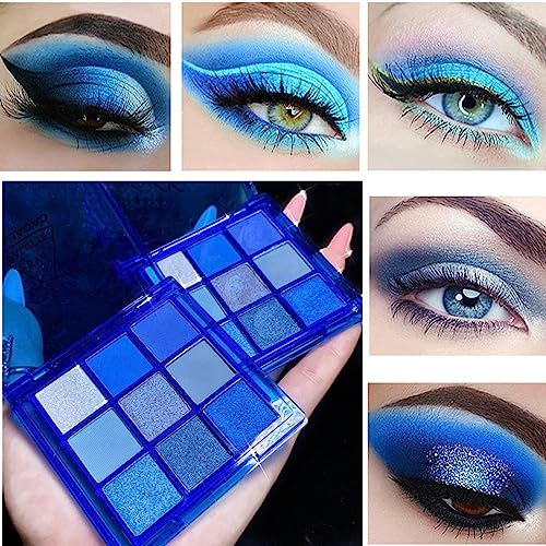 Vintage Blue Eyeshadow and Red Lips Makeup Set for Classic Glamour - Image 5
