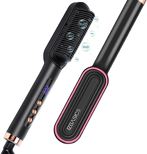 Vivitar 2-in-1 Flat Iron and Heated Volumizing Brush for Effortless Styling and Maximum Volume