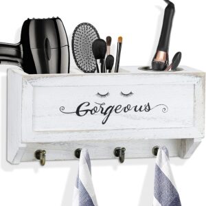 Wall-mounted holder for blow dryer and curling iron with space-saving design