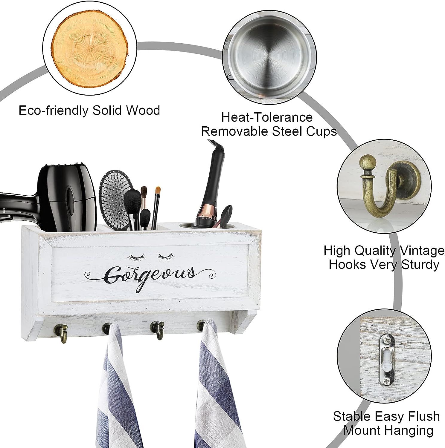 Wall-mounted holder for blow dryer and curling iron with space-saving design - Image 4