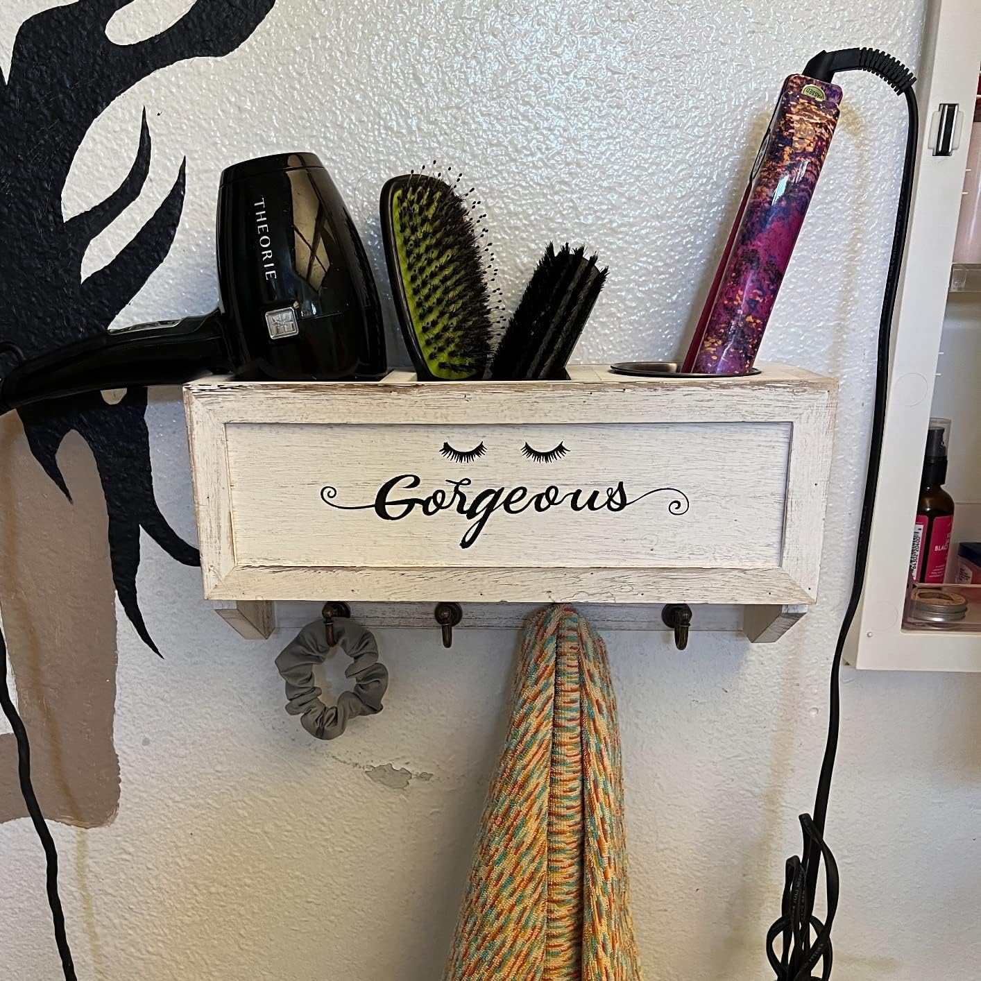 Wall-mounted holder for blow dryer and curling iron with space-saving design - Image 3