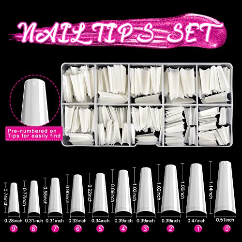 24-Piece White Coffin Acrylic Nail Set for Stylish Nail Art Applications - Image 2