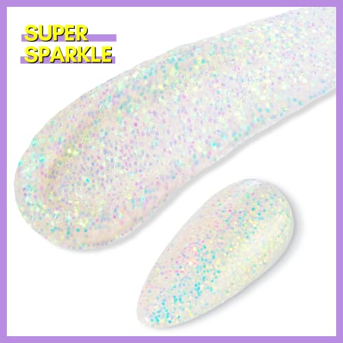 Sparkling White Glitter Acrylic Nails, Long-Lasting & Easy Apply, 24 Piece Set - Image 2