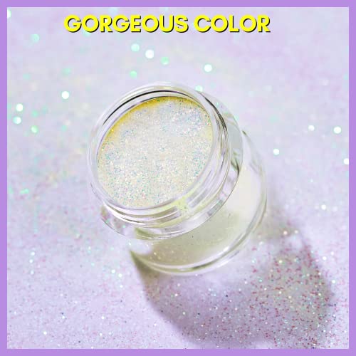 Sparkling White Glitter Acrylic Nails, Long-Lasting & Easy Apply, 24 Piece Set - Image 3