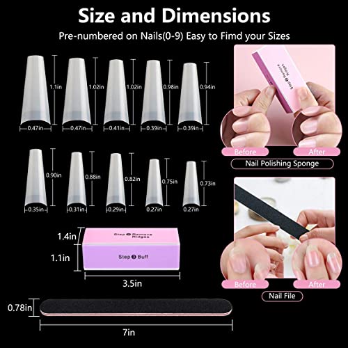 500 Piece Natural Look White Tip Coffin Acrylic Nails for Durable Nail Art - Image 4