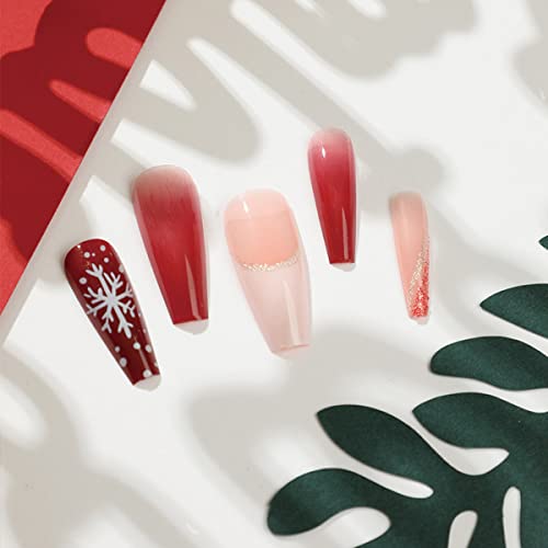 24 Piece Long Winter Coffin Acrylic Nails Set for Trendy Nail Art - Image 3