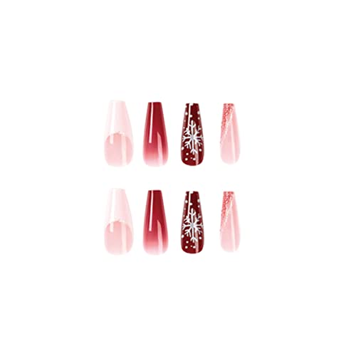 24 Piece Long Winter Coffin Acrylic Nails Set for Trendy Nail Art - Image 5