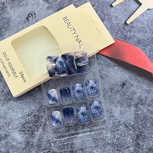 Winter-Inspired Blue Acrylic Nail Designs for a Stylish Look - Set of 24 Nails - Image 3