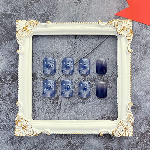 Winter-Inspired Blue Acrylic Nail Designs for a Stylish Look - Set of 24 Nails - Image 4