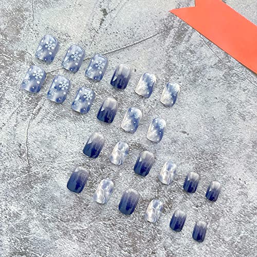 Winter-Inspired Blue Acrylic Nail Designs for a Stylish Look - Set of 24 Nails - Image 2
