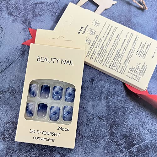 Winter-Inspired Blue Acrylic Nail Designs for a Stylish Look - Set of 24 Nails - Image 7