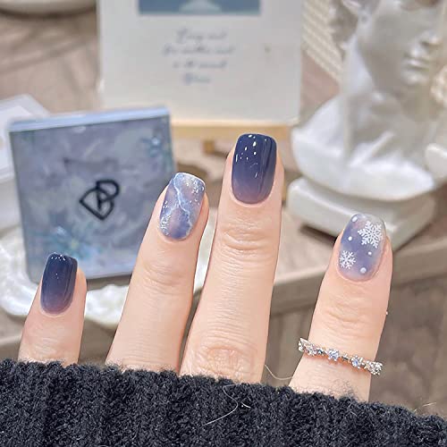 Winter-Inspired Blue Acrylic Nail Designs for a Stylish Look - Set of 24 Nails - Image 5