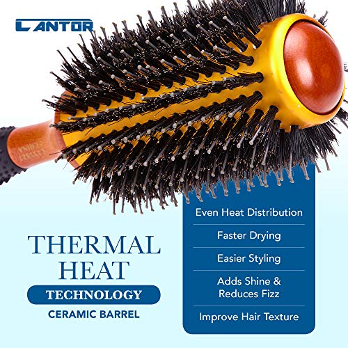 Gentle Wooden Detangling Hair Brush, Round Design, 9-inch Size for Styling - Image 4
